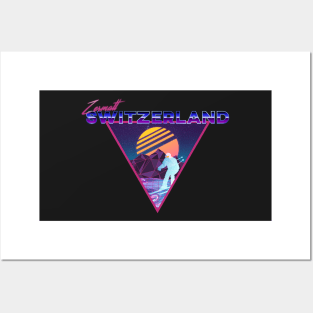 Retro Vaporwave Ski Mountain | Zermatt Switzerland | Shirts, Stickers, and More! Posters and Art